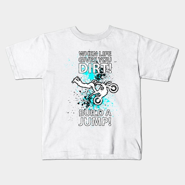 Motocross Biker Freestyle Stunt Kids T-Shirt by Johnny_Sk3tch